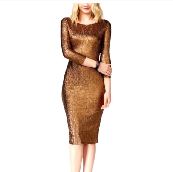 XOXO Bronze Midi Dress Christmas New years - Picture 1 of 7